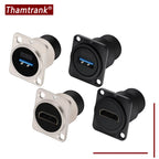1pc Metal Round/D Type Module RJ45 CAT6&USB 2.0/3.0&Type C&HDMI-Jack Socket Through Network Panel Mounting Electronic Connector