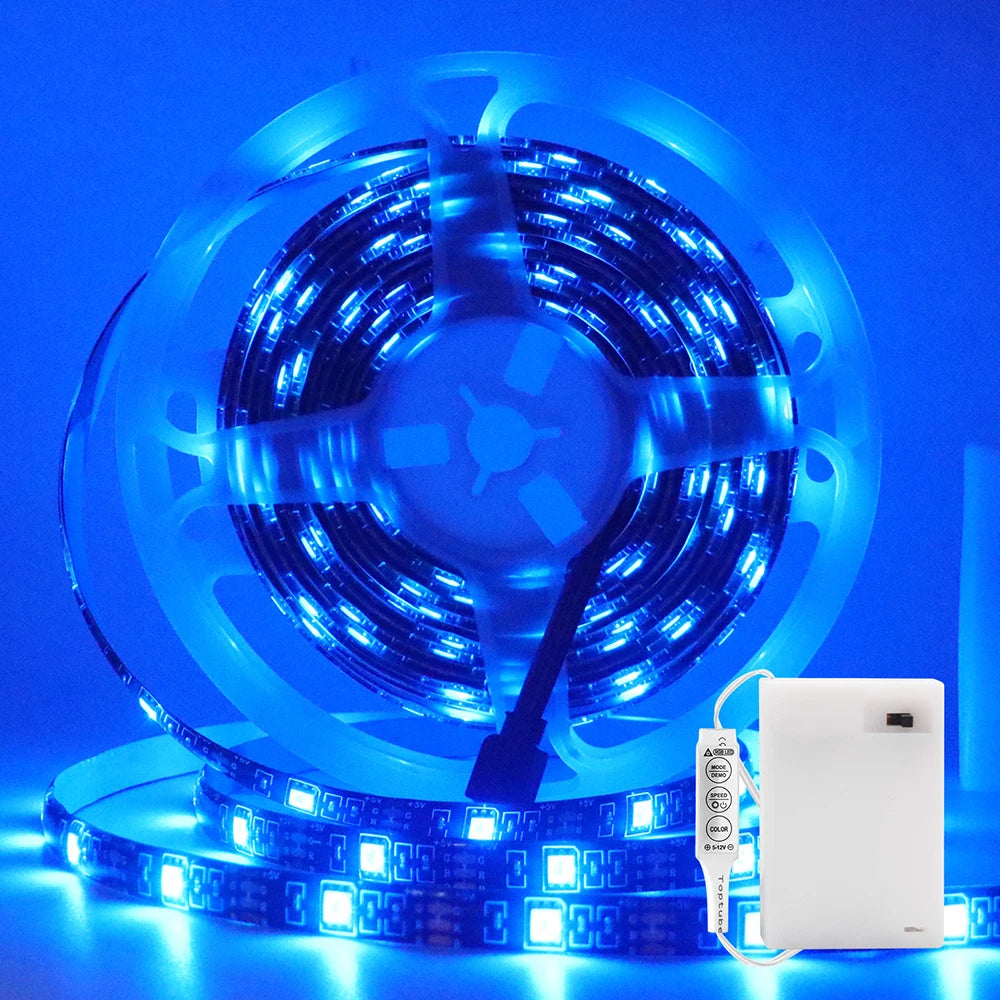 DC 5V 5050 RGB Strip LED Light Battery Powed Waterproof Ribbon Tape Stable Led Strips Indoor Outdoor Decoration Remote Control