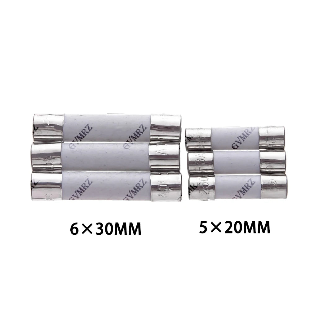 10PCS 0.1A 0.25A 6X30MM 5X20MM Fast Blow Ceramic Fuse 5*20mm 250V 2A 2.5A 3A 3.15A 0.1A-25A Slow Break The Fuse Tube 0.5A 6*30mm