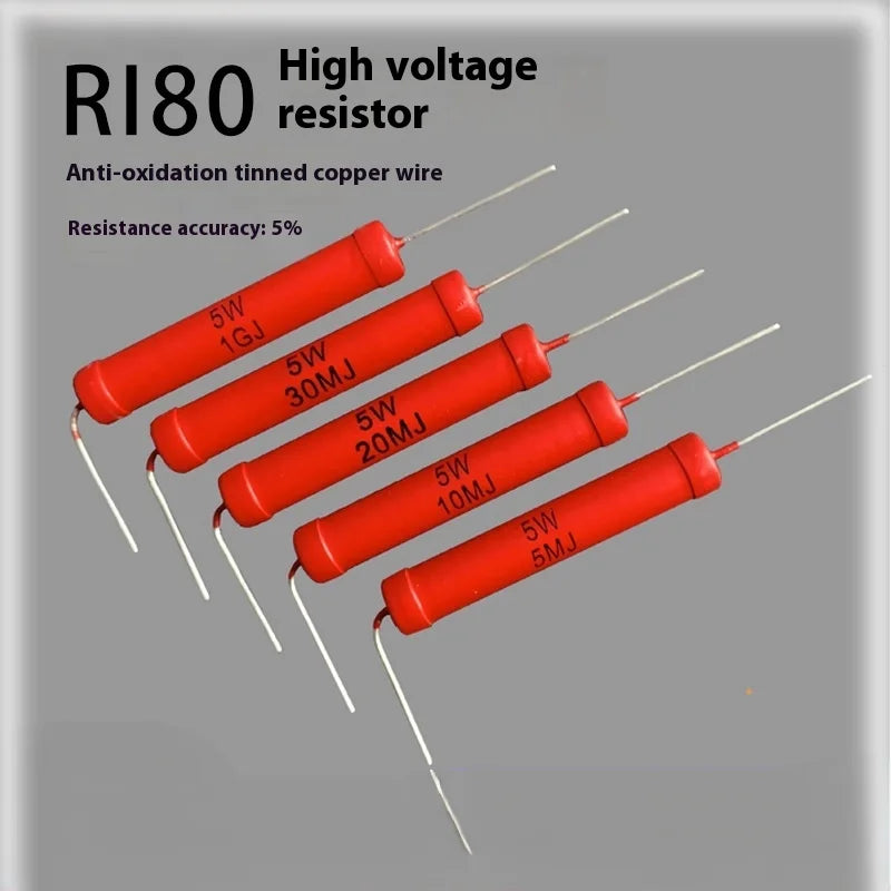 1PCS RI80 High Voltage Resistor 1W 2W 5W 10W 1K 2K 5K 10K 30K 50K 100K 150K 200K 300K 500K 1M 2M 3M 5M 10M 20M 50M Non Inductive