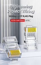 AMPCOM CAT5e RJ45 Connector 8P8C Modular Ethernet Cable RJ 45 Ends Ethernet Cable Crimp Connectors UTP Network Plug