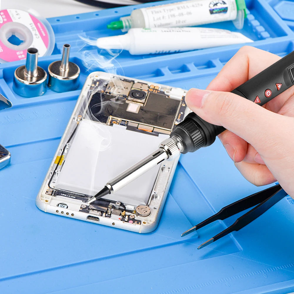 JCD Digital Soldering Iron Set Kit 80W with ON/OFF Switch Adjustable Temperature LCD Welding Tools Ceramic Heater Soldering Tips