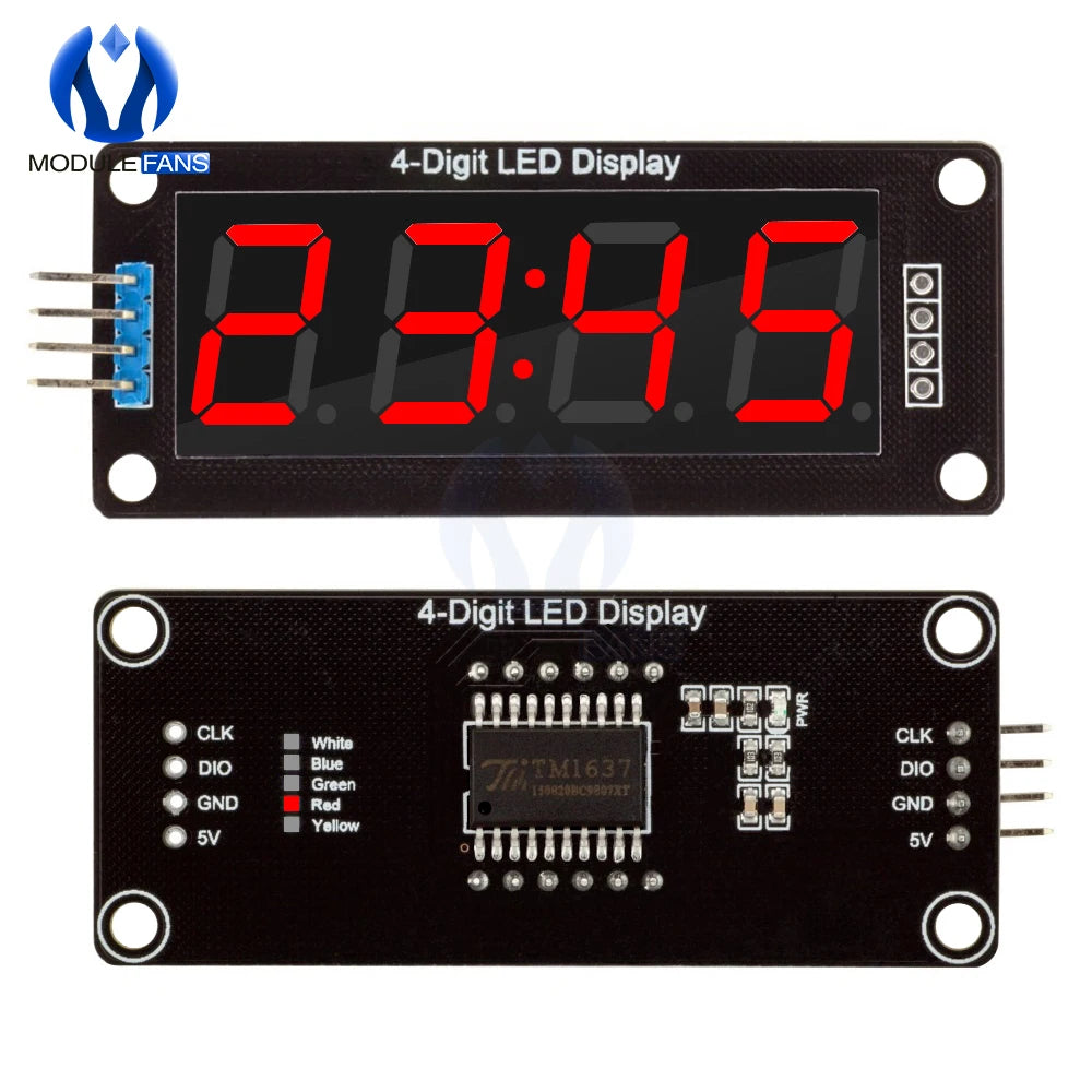 TM1637 LED Display Module for Arduino 4 Digit 7 Segment 0.56 inch Time Clock Indicator Tube Module Red Blue Green Yellow White