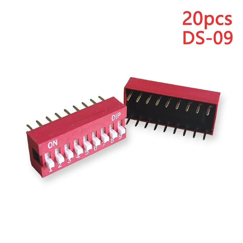 20PCS Red Toggle DIP Switch Module Spacing 2.54MM 24V Inline 1 2 3 4 5 6 7 8 9 10 12 PIN Quick Dial The Code Switch