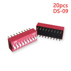 20PCS Red Toggle DIP Switch Module Spacing 2.54MM 24V Inline 1 2 3 4 5 6 7 8 9 10 12 PIN Quick Dial The Code Switch