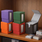 PU Window Collection Box Magnetic Closure Stain-resistant Trading Card Storage Box Moisture-proof with Lid Card Deck Box