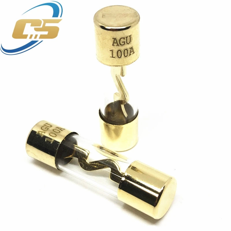 5PCS 10*38MM Gold Plated Glass AGU Fuse Fuses Pack Car Audio Amp Amplifier 10A 15A 20A 25A 30A 40A 50A 60A 70A 80A 100A Car Fuse