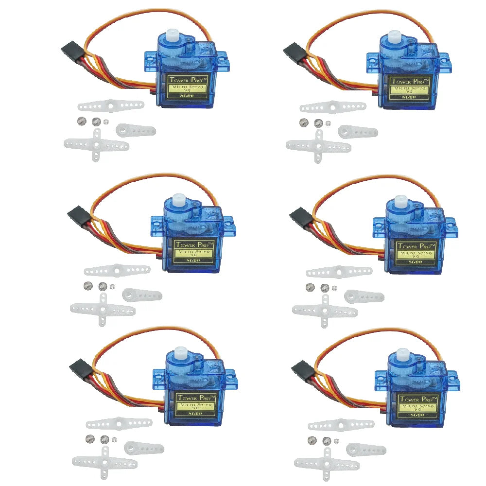 6pcs Sg90 9g Micro Servo Motor, Mini Servos Motor Kit Plastic Gear 180 Degree Servo for Rc Car Airplane Plane for Arduino