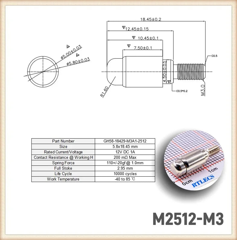 2/5/20Pcs High Current Pogo Pin Theaded M3 M4 M8 Connector 1A 4A 5A Battery DC Power Spring Loaded Needle Test Probe Gold Plated