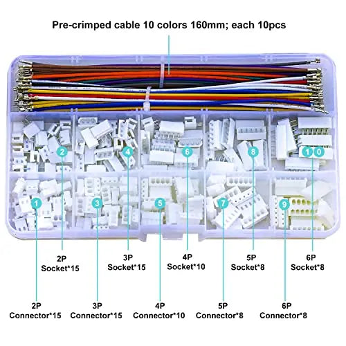 Keszoox Molex MX2.54 2.54mm KK5264 Connector Kit 2-6Pin 22AWG Cable for MX 5264 Molex KK 254 Series Connection