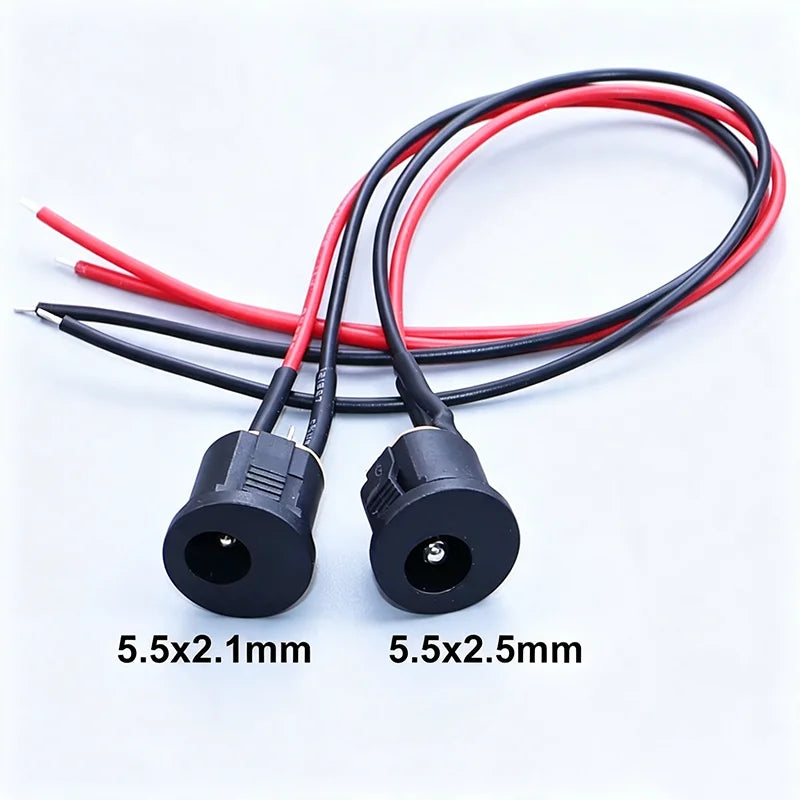 5.5*2.5/5.5*2.1mm Electric Lithium Battery Bicycle Connection Charging Port DC Power Supply Female Head With Cable Wired Socket