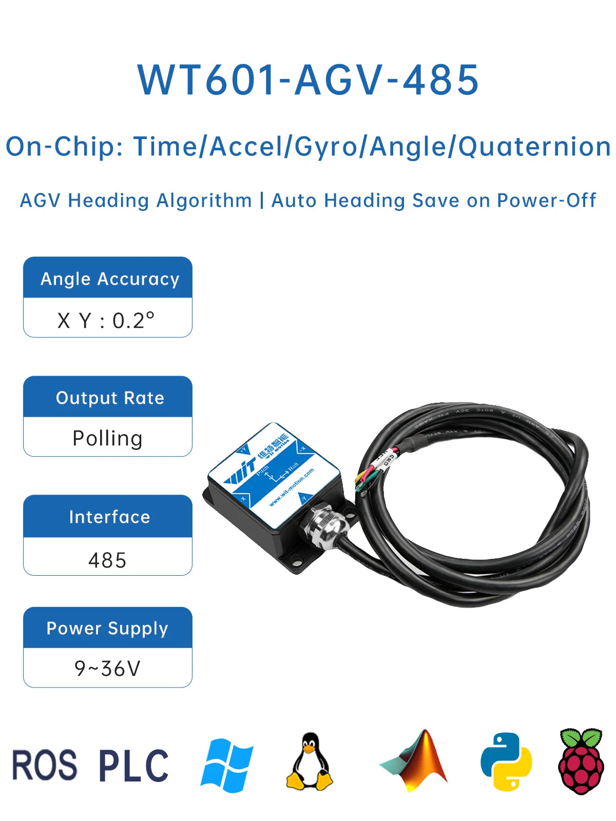WitMotion HWT101CT High Precision Z-Axis Gyroscope Angle Sensor MEMS Inclinometer axis no drift Module for Robot ROS Drone AGV