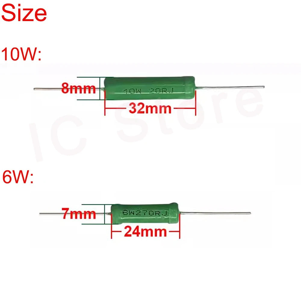 20PCS Wire Wound Resistance RX21 5W 6W 10W Resistor 5% 3 4.7 10 22 27 47 100 120 180 200 220 270 330R 360 510 1K 10K 12K 15K Ohm