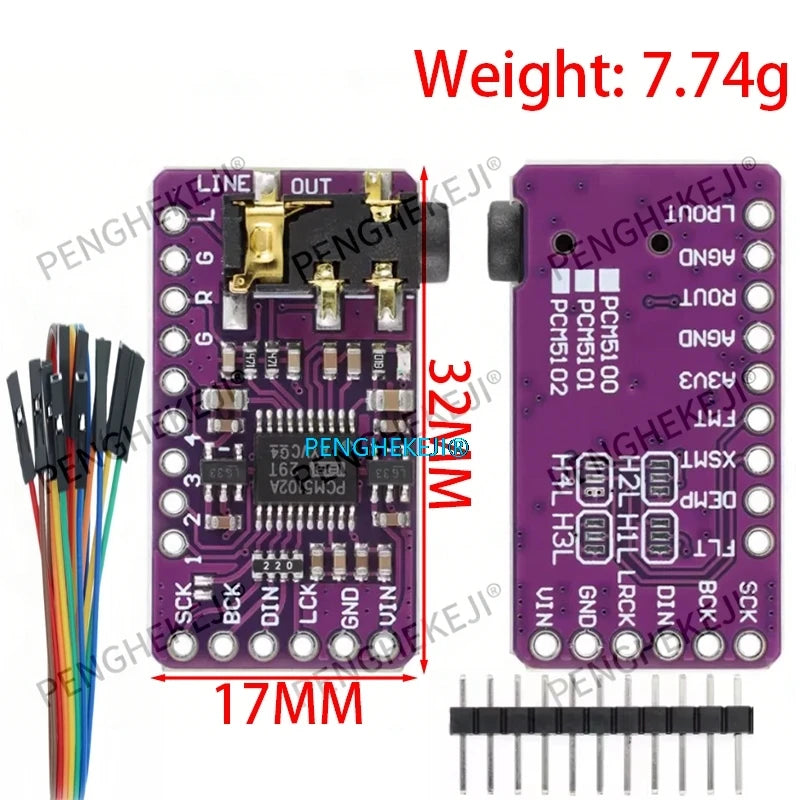 1let Interface I2S PCM5102A DAC Decoder GY-PCM5102 Player Module For Raspberry Pi pHAT Format Board Digital PCM5102 Audio Board