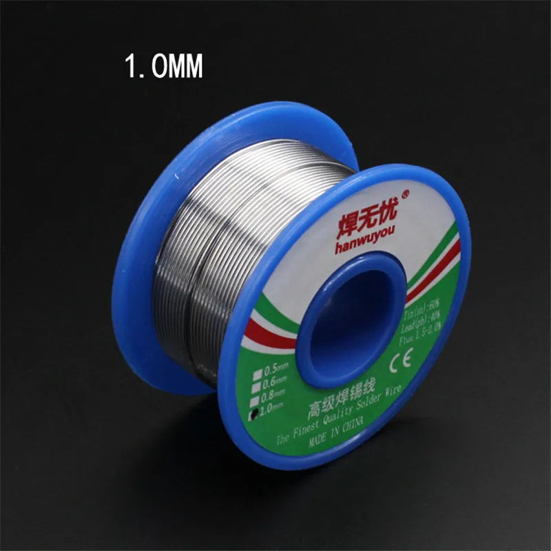 0.6/0.8mm, Premium high-purity 60/40 active solder wire, rosin core, containing tin and iron content of 1.5-2.0%, 50g