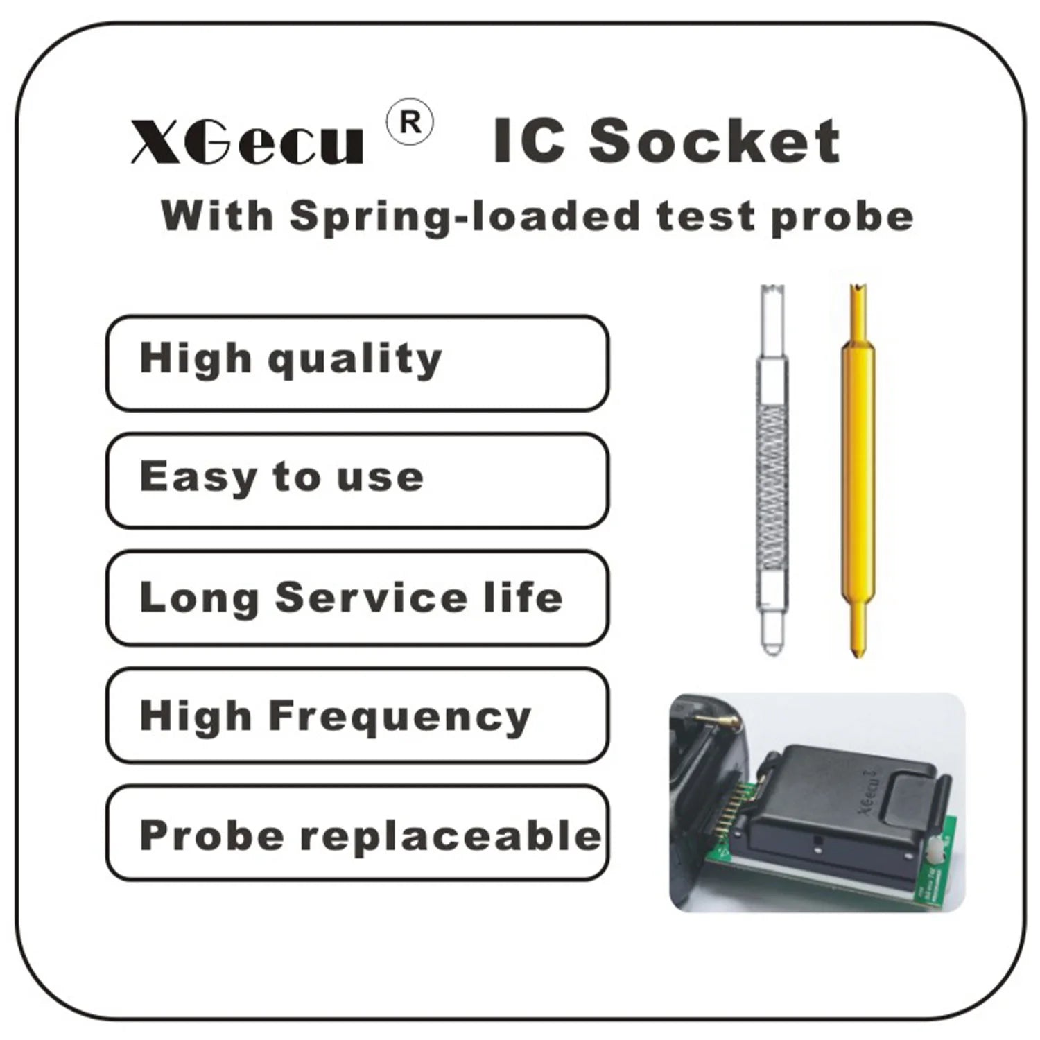 XGecu QFN8 WSON8 USON8 DFN8 2X3 4X3 or 4X4 IC Socket universal adapter for SPI NAND NOR Flash with High-end Spring Probe