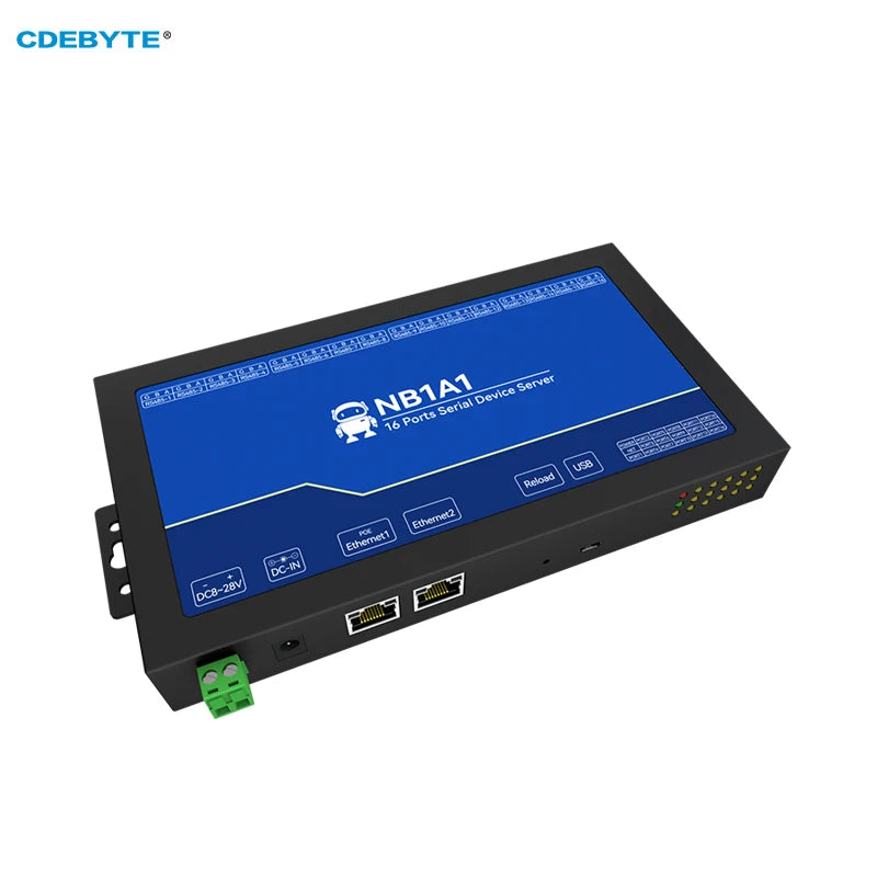 16-Channel Serial Server RS485 to Ethernet Gateway ModBus RTU to TCP CDEBYTE NB1A1 MQTT/HTTP POE Isolation Edge Computing