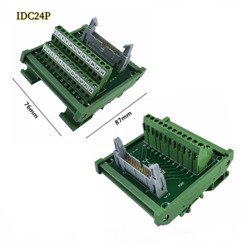 IDC10P/14P/16P/20P/26P/30P/40P/50P/60P/64Pin DC-2 To Terminal Block Breakout Board Adapter PLC Relay Terminals DIN Rail Mounting