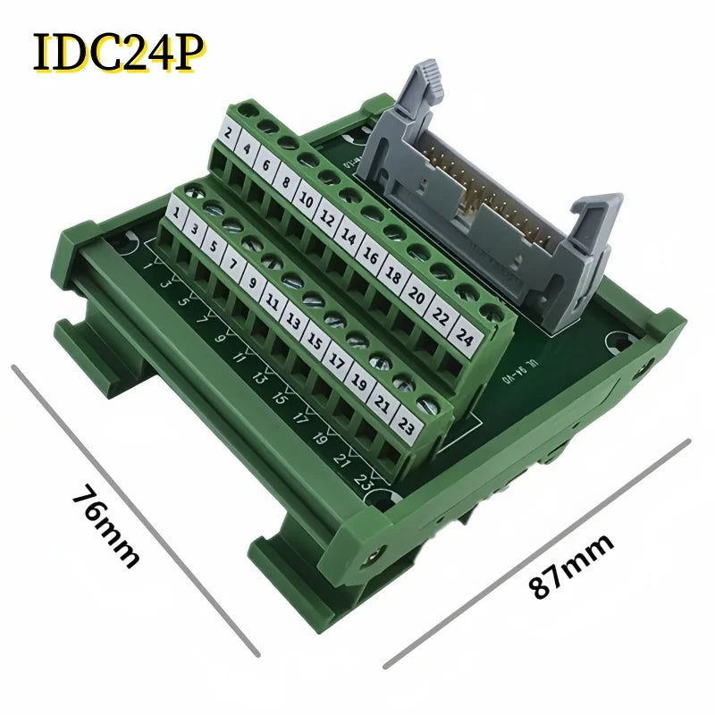 IDC10P/14P/16P/20P/26P/30P/40P/50P/60P/64Pin DC-2 To Terminal Block Breakout Board Adapter PLC Relay Terminals DIN Rail Mounting