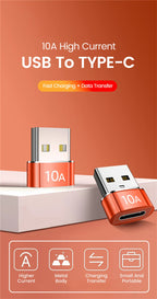 10A USB 3.0 To Type C Mini Fast Transfer USB Type C Female To USB PD Adapter Suitable for Mobile Computer Car Charger Converters