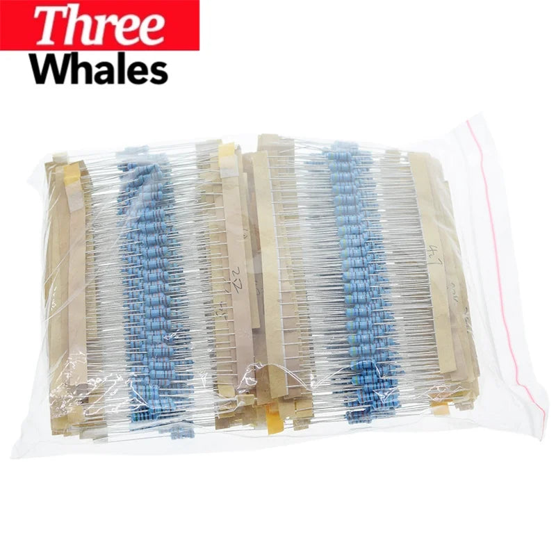 TRH 1120Pcs 1/2W 0.5W 1% 1-2.2M Ohm 56Values Metal Film Resistors 0.5W Resistances Assorted Kit Set For Arduino