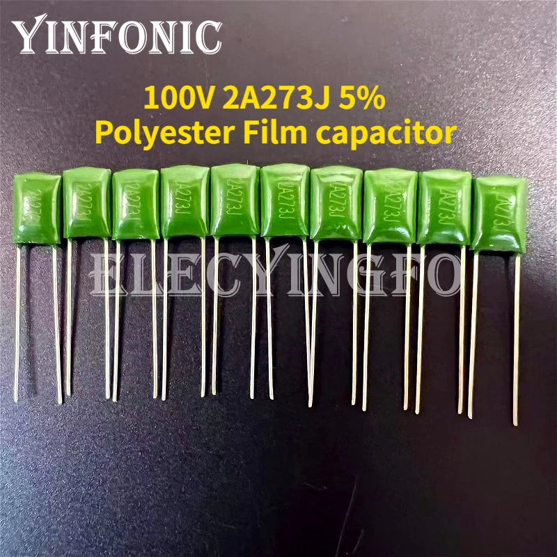 50Pcs/200Pcs Mylar Film Capacitor 100V 2A273J 27nF 2A273 5% Polyester Film capacitor
