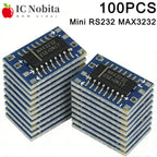 100PCS MAX3232 TTL to RS232 Converter Board Mini Serial Port Module Level Shifter for Arduino MCU STM32 3.3V 5V Logic