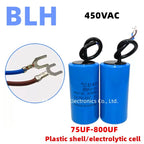CD60 startup capacitor Plastic shell/electrolytic cell 450V 450VAC 75UF 100UF 150UF 200UF 250UF 300UF 350UF 400UF 500UF 800UF