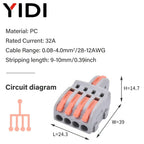 5pcs/lot Splitter Cable Push-in Lever Connection Terminal Block 1 In Multiple Out Combined Compact Quick Splice Wire Connector