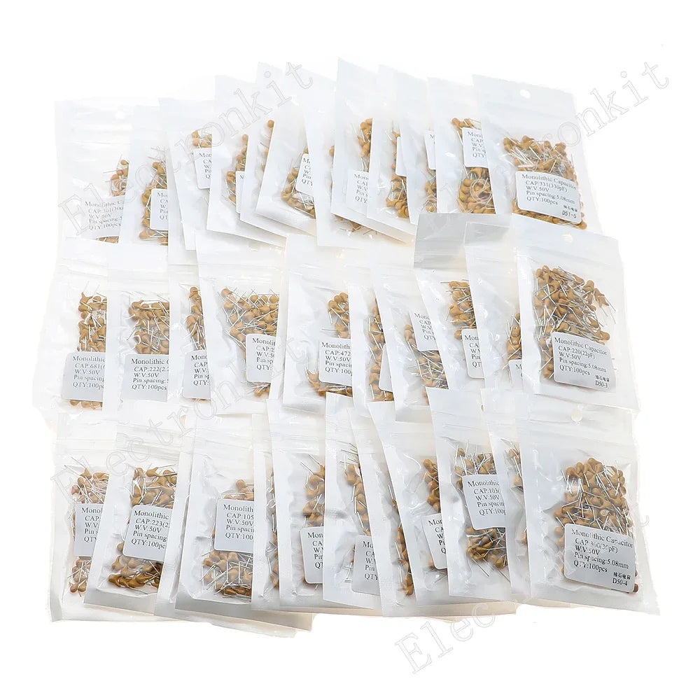 50V 10pF~10uF Multilayer Ceramic Capacitor Assorted kit Pin=5.08mm