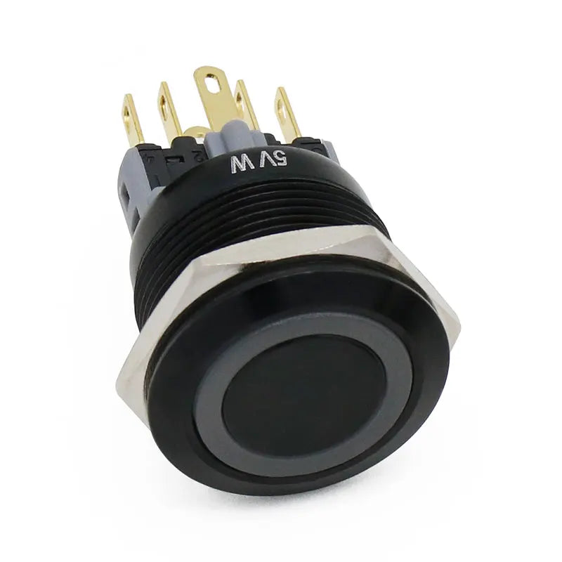 22mm Waterproof Metal Push Button Switch LED Light Black Momentary Latching Car Engine PC Power Switch 3V 5V 12V 24V 110V 220V