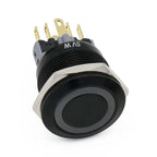 22mm Waterproof Metal Push Button Switch LED Light Black Momentary Latching Car Engine PC Power Switch 3V 5V 12V 24V 110V 220V