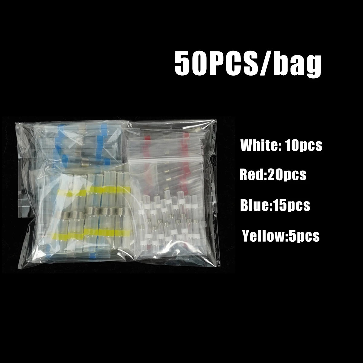50PCS Waterproof Solder Seal Heat Shrink Tube Wire Connectors Terminals With Soldering Sleeves