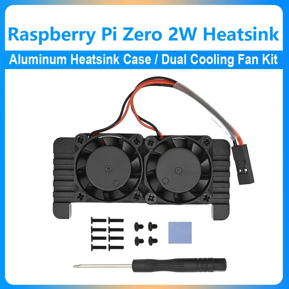 Raspberry Pi Zero 2W Aluminum Heatsink Case with Dual Cooling Fan Kit For Raspberry Pi Zero/Zero w