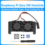 Raspberry Pi Zero 2W Aluminum Heatsink Case with Dual Cooling Fan Kit For Raspberry Pi Zero/Zero w