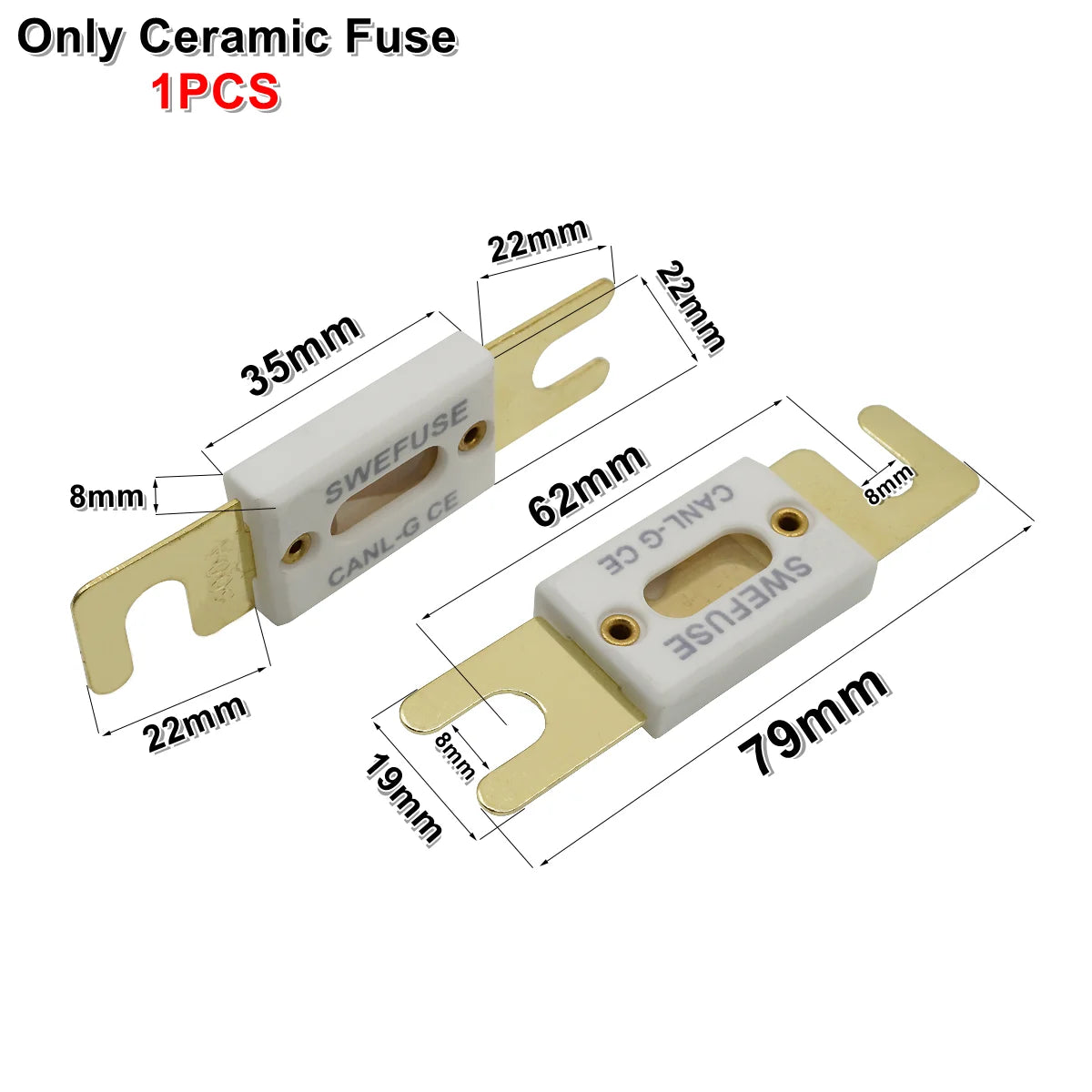 1Set Ceramics ANL Bolt-down Fuse Holder With 30A 50A 60A 80A 100A 150A 200A 300A 400A 500A 600A Fuse For Car Audio Power System
