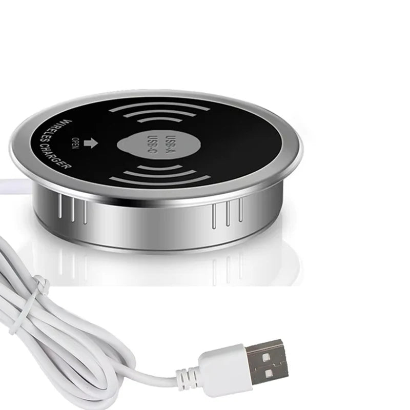 QI 3 in 1 Wireless Charger Buld in With Type-C USB Ports Quick Wireless Embedded Charger for iPhone 11 13 Airpods Xiaomi