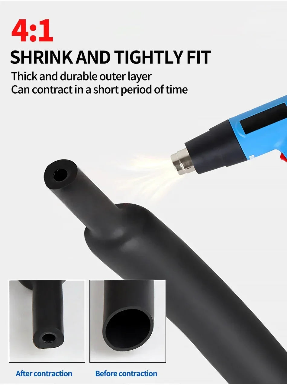 4:1 Heat Shrink Tube With Glue Thermoretractile Heat Shrinkable Tubing Dual Wall Heat Shrink Tubing 4 6 8 12 16 20 24 32mm