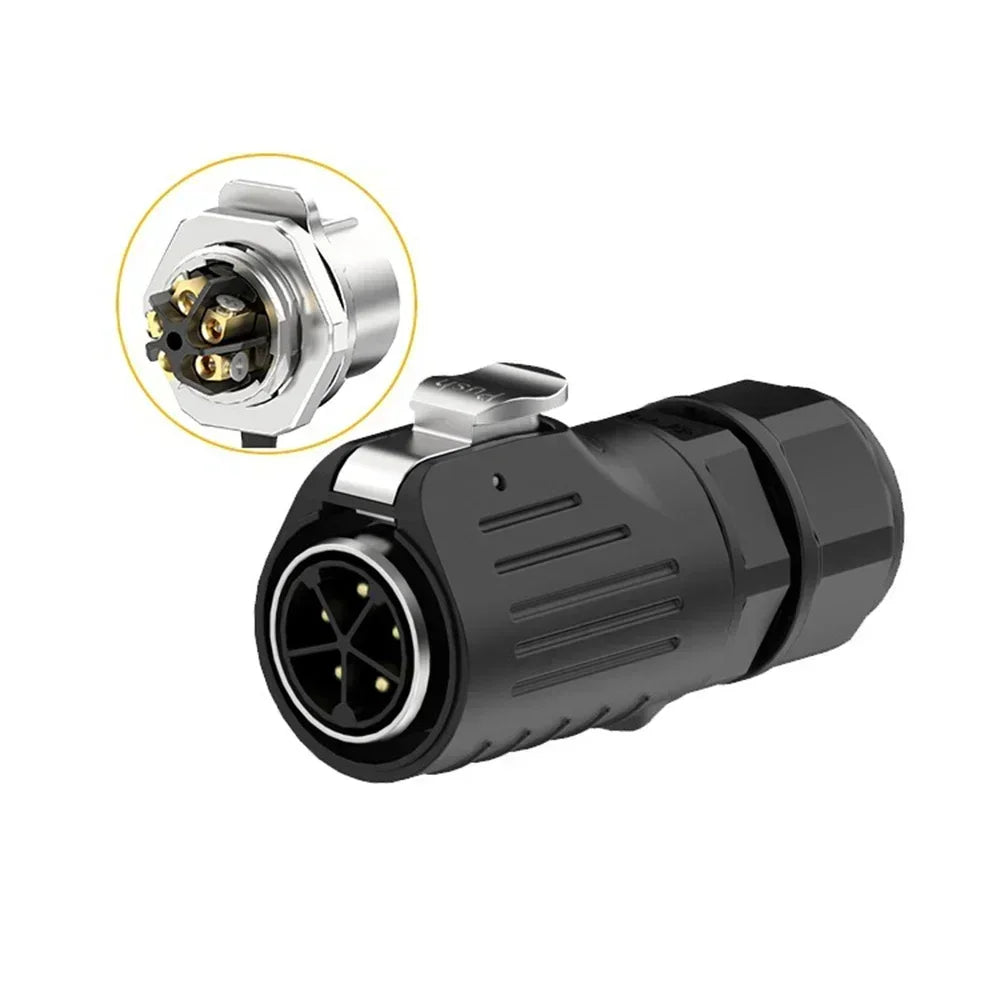 EW-LP24 Solderless Power Aviation Connector Waterproof Adapter Screw Lock Charger M24 2 3 4 5 Pin Male Plug Female Socket IP68
