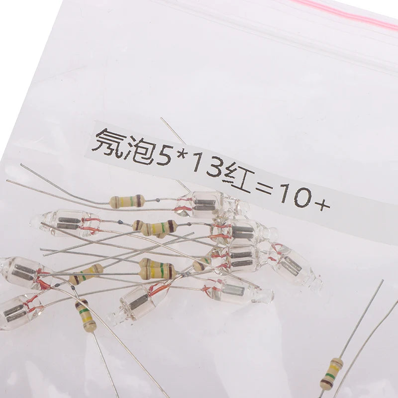 High Quality 10Pcs Neon Light Bulbs 4*10mm 5*13mm Main Power Indicator With Resistance 220V Red/Blue/Green