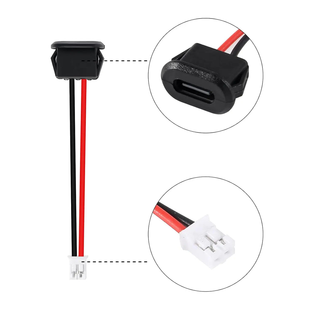 1/5/10pcs Type-C Female Chassis 2 Pin Type-C Female Socket Connector Waterproof Jack Female Charging Port with Card Buckle