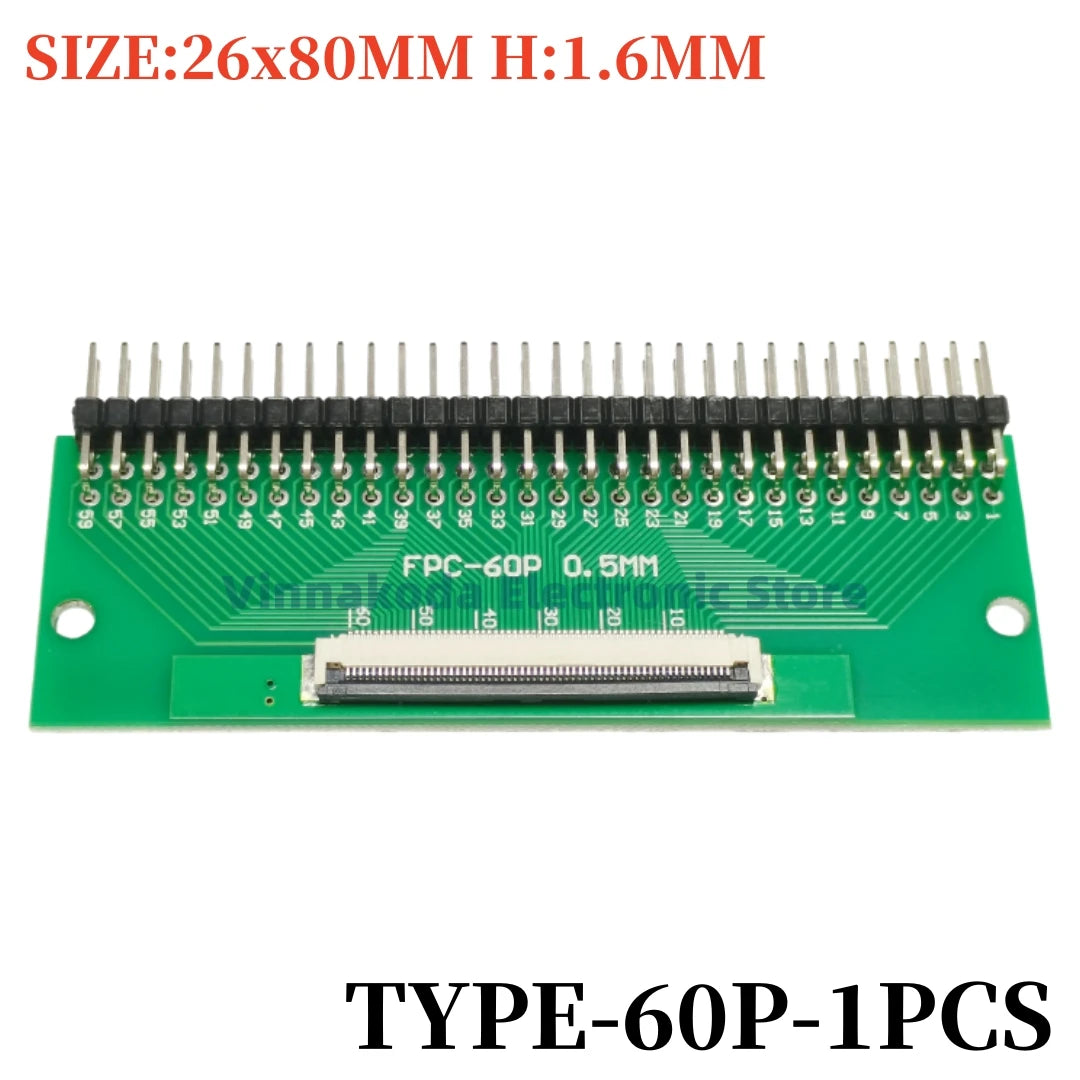 1PCS FFC/FPC Conversion Board 0.5mm Pitch Connector 2.54MM Double Row Bending Pins 4/10/12/14/15/16/18/22/24/26/30/34/40/50/60P