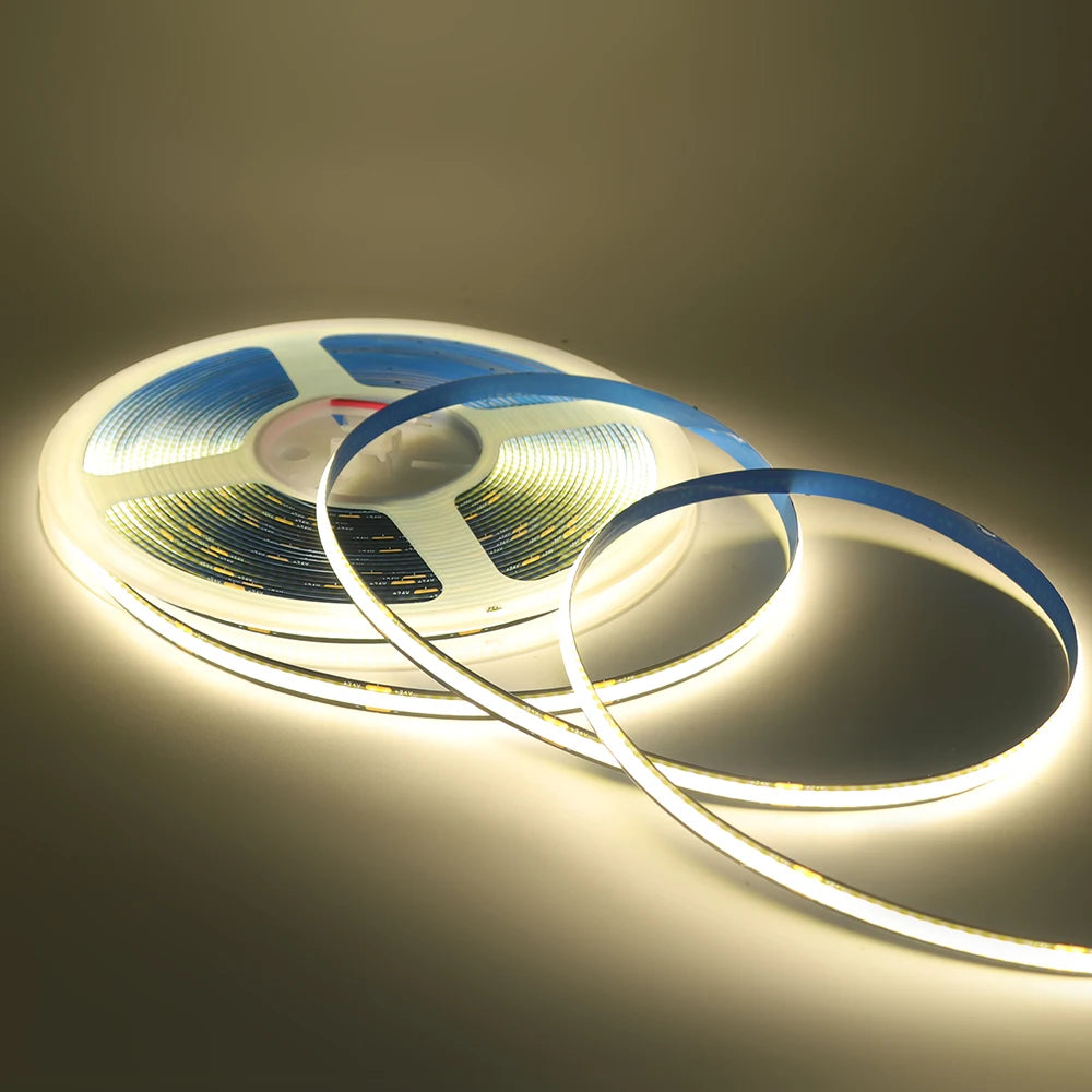 12V 24V Black PCB COB LED Strip Light 3000K 4000K 6000K 320LED/m High Density Lighting for Kitchen Cabinets Flex Tape RA90 IP30