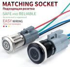 2NO2NC 16/19/22mm Waterproof Metal Push Button Switch LED Light Momentary Car Engine Power Switch 3/6/12/24/220V silver 1NO1NC
