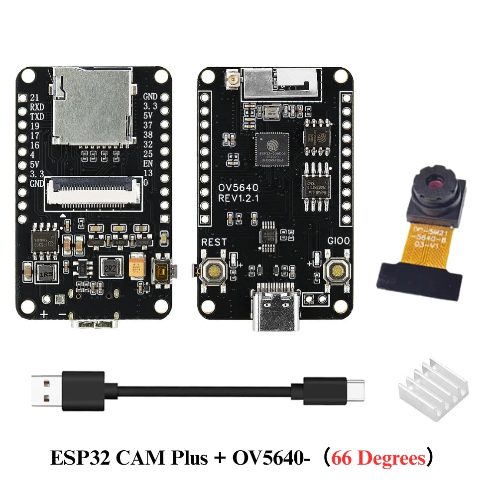 OV5640 ESP32 CAM Camera Module Kit 2.4 GHz WiFi and Bluetooth Develop Board Type C 8MB PSRAM HD 5MP Auto Focus 66 120 160 Degree