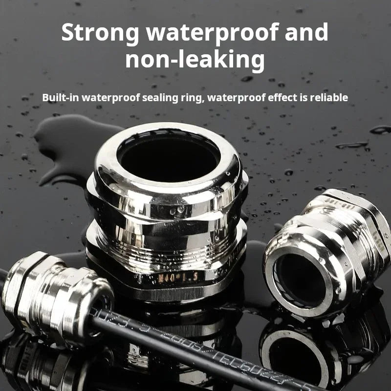 10pcs Waterproof Cable Gland Connector IP68 Nickel Plated Brass Metric Cable M6 M8 M10 M12 M14 M16 PG7 PG9 PG11 For 1-14mm Wire