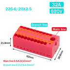 Wire Electrical Connectors PTFIX 2.5mm Wire Merging And Branching Device Push-in Terminal Block Connector Mount On Din Rail
