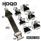 FFC Mini Micro USB Extension Type-C Ribbon Cable 90 FPV Slim Flat Soft Flexible FPC Charge FPV Brushless Handheld Gimbal Monitor