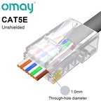 CAT6 CAT7 CAT5E RJ45 Connectors Pass Through Modular Plug Network UTP 3/50μ Gold-Plated 8P8C Crimp End for Ethernet Cable