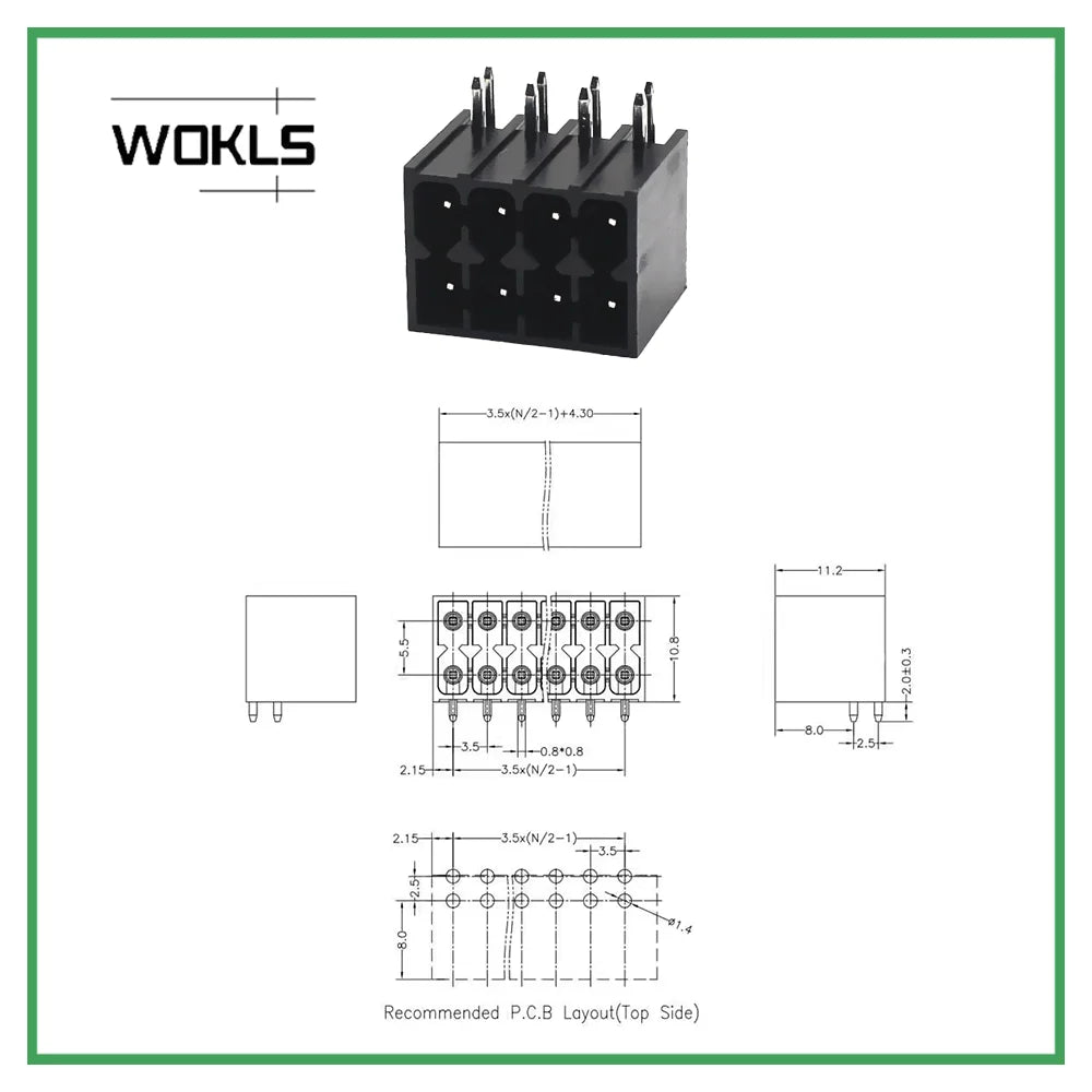 5Set 15EDGKNH KF2EDGKS 3.5mm Double-Layer Spring Plug-in PCB Terminal Block 2EDGSR Black Terminal